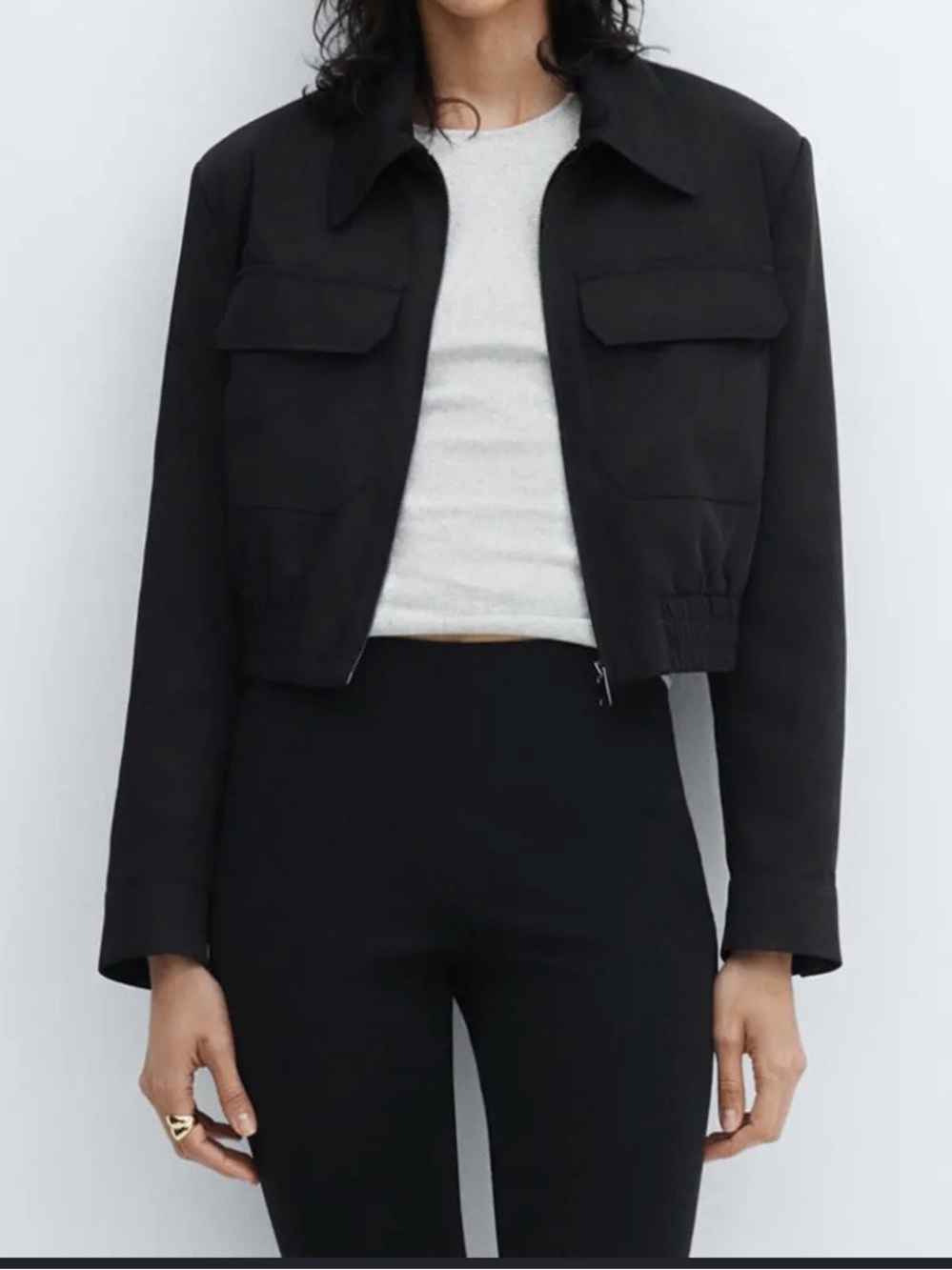 Mango Cropped Black Jacket - Women's